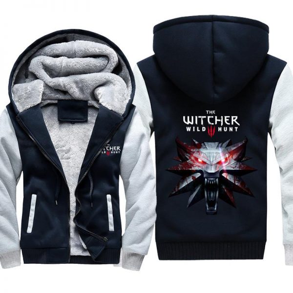 The Witcher 3: Wild Hunt Jackets - Solid Color Wolf Head Logo Icon Super Cool Fleece Jacket