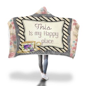 This Is My Happy Place - Photo Frame Black Hooded Blanket