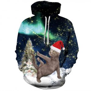Ugly Christmas Sweater Funny Yoga Cat Pullover