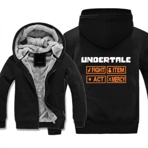 Undertale Jackets - Solid Color Undertale FIGHT ITEM ACT MERCY Super Cool Fleece Jacket