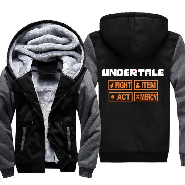 Undertale Jackets - Solid Color Undertale FIGHT ITEM ACT MERCY Super Cool Fleece Jacket
