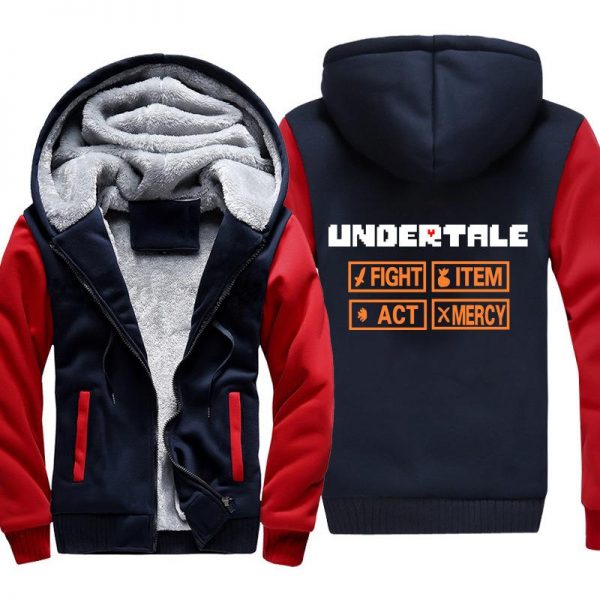 Undertale Jackets - Solid Color Undertale FIGHT ITEM ACT MERCY Super Cool Fleece Jacket
