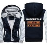 Undertale Jackets - Solid Color Undertale FIGHT ITEM ACT MERCY Super Cool Fleece Jacket