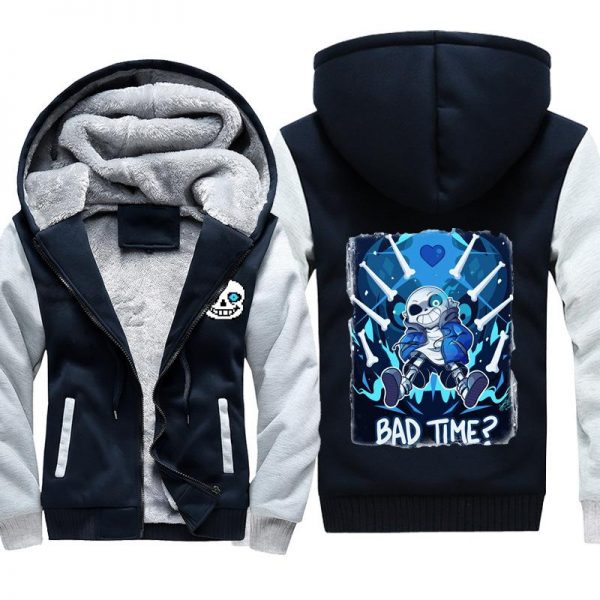 Undertale Jackets - Solid Color Undertale Sans Bad Time Super Cool Fleece Jacket