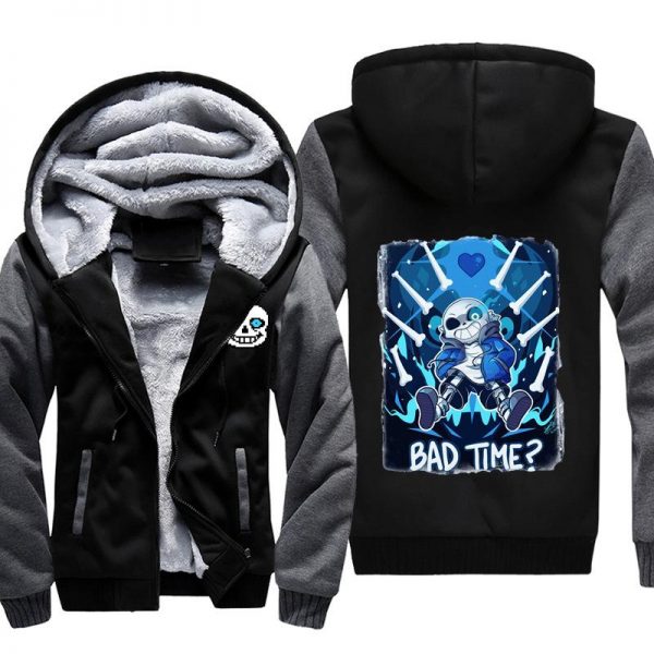Undertale Jackets - Solid Color Undertale Sans Bad Time Super Cool Fleece Jacket