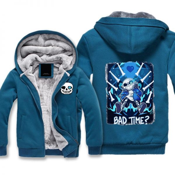 Undertale Jackets - Solid Color Undertale Sans Bad Time Super Cool Fleece Jacket
