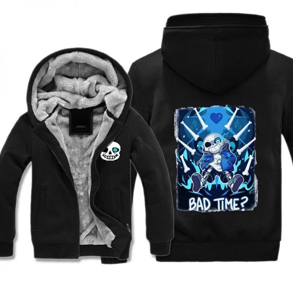 Undertale Jackets - Solid Color Undertale Sans Bad Time Super Cool Fleece Jacket