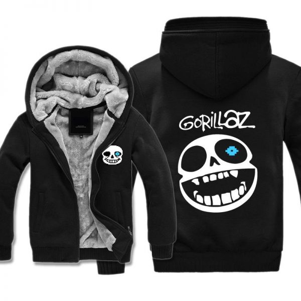 Undertale Jackets - Solid Color Undertale SANS GORILLAZ Super Cool Fleece Jacket