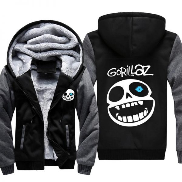 Undertale Jackets - Solid Color Undertale SANS GORILLAZ Super Cool Fleece Jacket