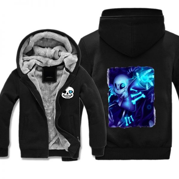 Undertale Jackets - Solid Color Undertale Throw The Bone Super Cool Fleece Jacket