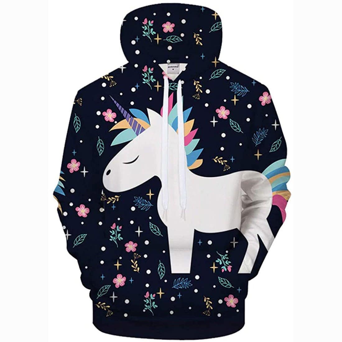 Unicorn 3D Print Realistic Pullover Hoodie Hooded Sweatshirt
