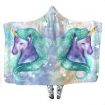 Unicorn Hooded Blanket - Two Unicorn Blue Blanket