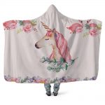 Unicorn Hooded Blanket - Watercolor Flower Pink Blanket