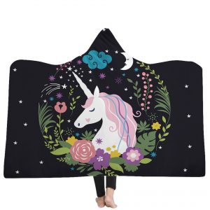 Unicorn Hooded Blankets - Black Unicorn Hooded Blanket
