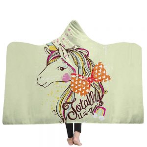Unicorn Hooded Blankets - Unicorn Series Cartoon Style Icon Grey Fleece Hooded Blanket