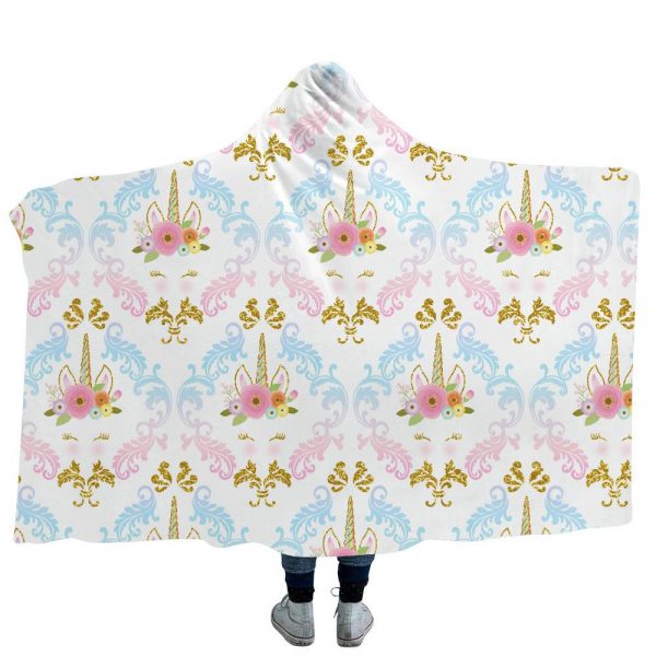 Unicorn Hooded Blankets - Unicorn Series Colorful Pattern Fleece Hooded Blanket