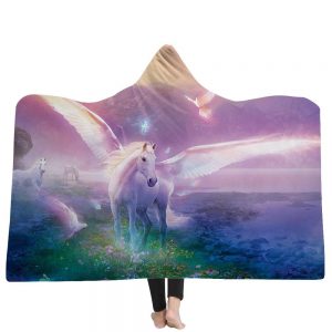 Unicorn Hooded Blankets - Unicorn Series Purple Unicorn Super Cool Fleece Hooded Blanket