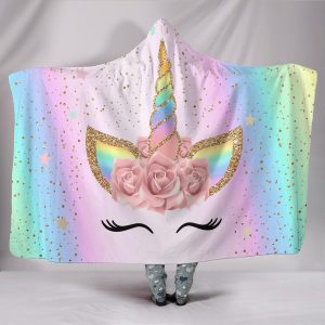 Unicorn Hooded Blankets - Unicorn Series Rainbow Pattern Golden Fleece Hooded Blanket