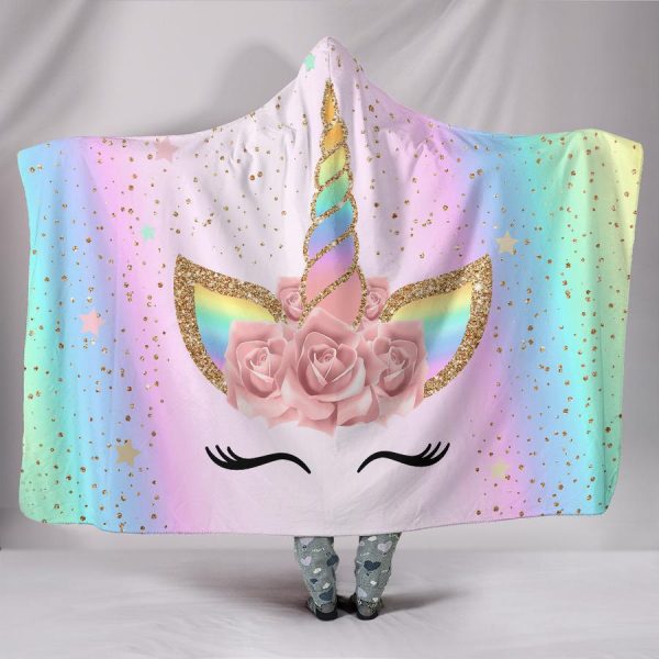 Unicorn Hooded Blankets - Unicorn Series Rainbow Pattern Golden Fleece Hooded Blanket