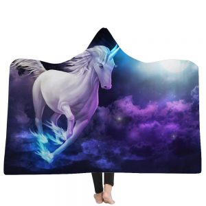 Unicorn Hooded Blankets - Unicorn Series Unicorn Flight Purple Fleece Hooded Blanket