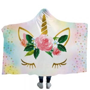 Unicorn Hooded Blankets - Unicorn Series Unicorn Flower Super Cute Fleece Hooded Blanket