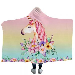 Unicorn Hooded Blankets - Unicorn Series Unicorn Icon Colorful Fleece Hooded Blanket