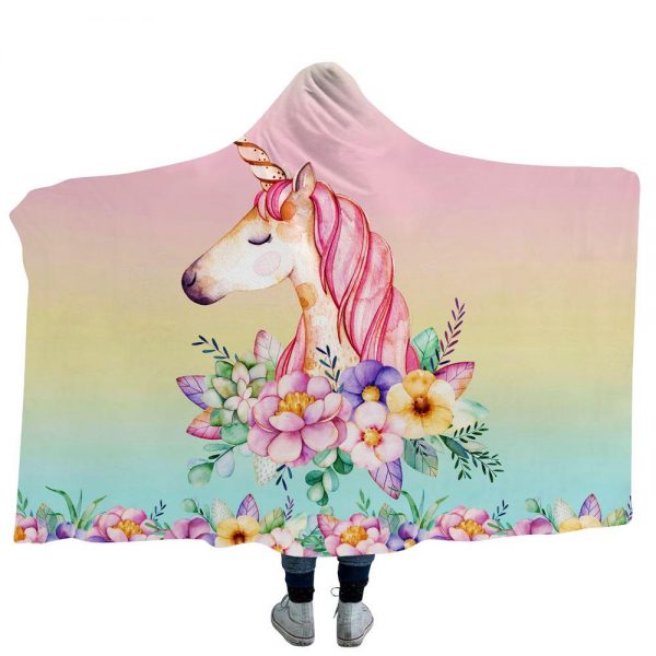 Unicorn Hooded Blankets - Unicorn Series Unicorn Icon Colorful Fleece Hooded Blanket
