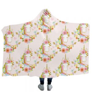 Unicorn Hooded Blankets - Unicorn Series Unicorn Icon Pattern Cute Fleece Hooded Blanket