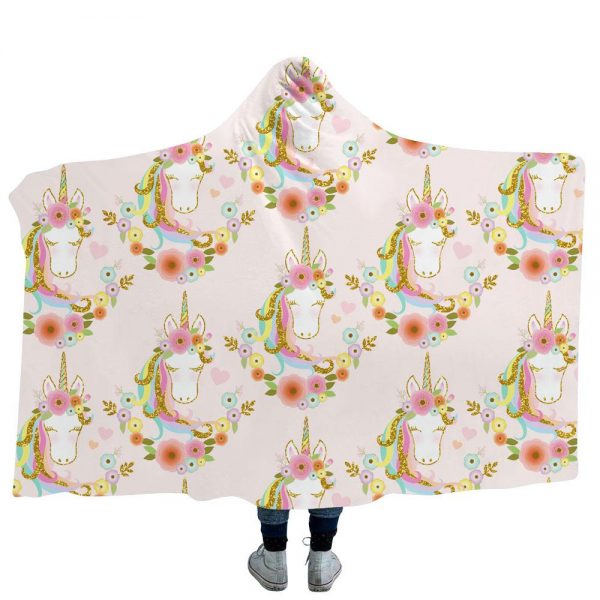 Unicorn Hooded Blankets - Unicorn Series Unicorn Icon Pattern Cute Fleece Hooded Blanket
