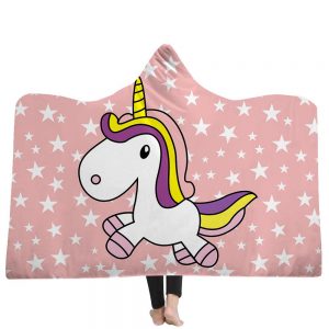 Unicorn Hooded Blankets - Unicorn Series Unicorn Star Pink Fleece Hooded Blanket