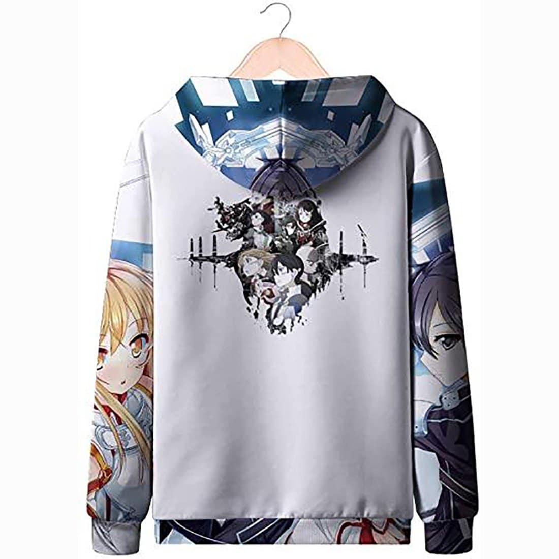 Unisex Adult 3D Printed Anime Sword Art Online Cosplay Casual Zip Up Jackets Coat Hoodie Sweatshirt Tops