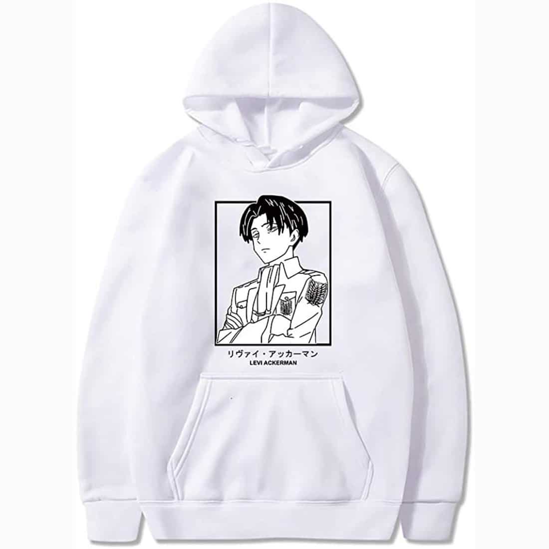Unisex Anime Attack on Titan Ackerman Levi Printed Cotton Cozy Hoodies Hooded Sweatshirts Pullovers Tops