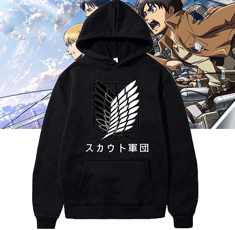 Unisex Attack on Titan Hoodie- Casual Ackerman Levi Printed Anime Hooded Sweatshirt Pullover Tops for Men and Women