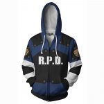 Unisex Leon Scott Kennedy Hoodies Resident Evil Zip Up 3D Print Jacket
