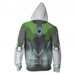 Unisex Shimada Genji Skin Hoodies Overwatch Zip Up 3D Print Green Jacket