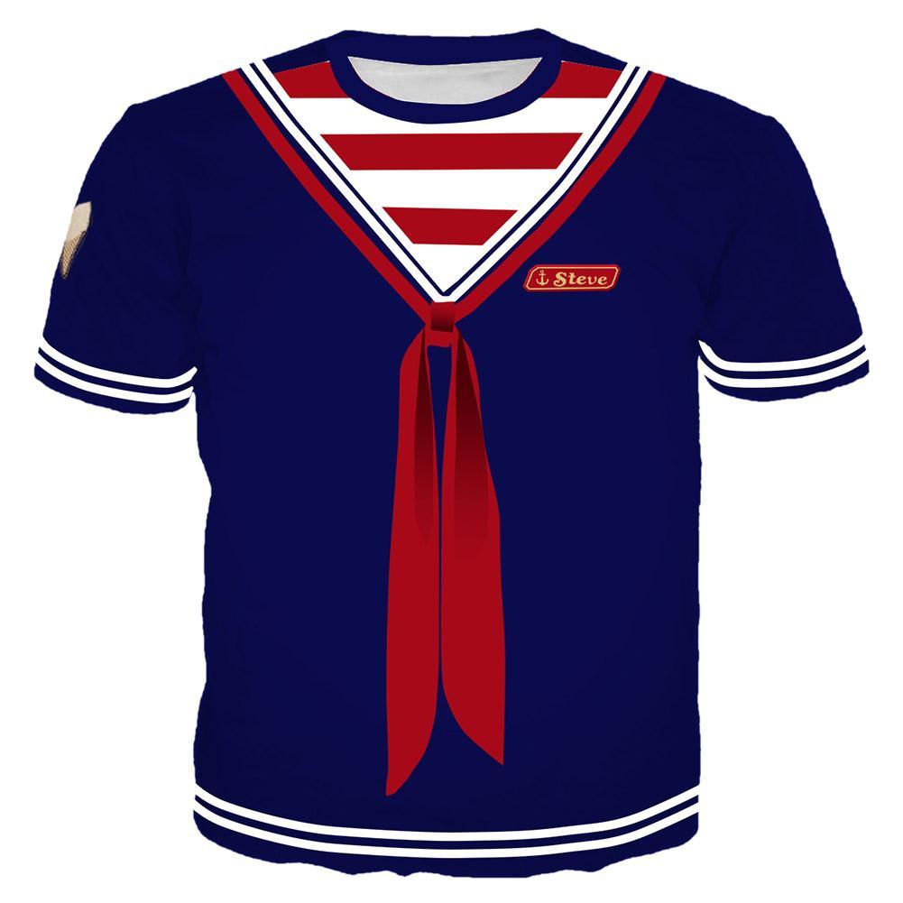 Unisex Stranger Things Scoops Ahoy Steve Navy Cosplay Costume T-shirt -  Anime Hoodie Shop