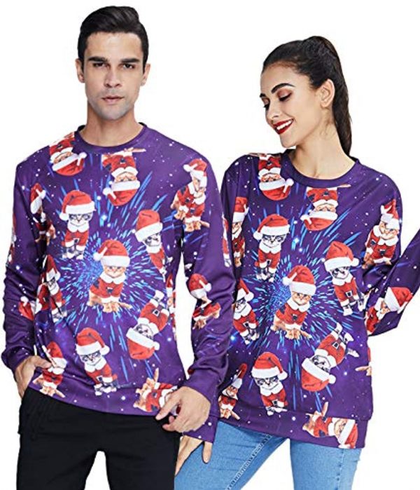 Unisex Ugly Christmas Sweater for Men Women Funny Xmas Pullover Sweatshirt