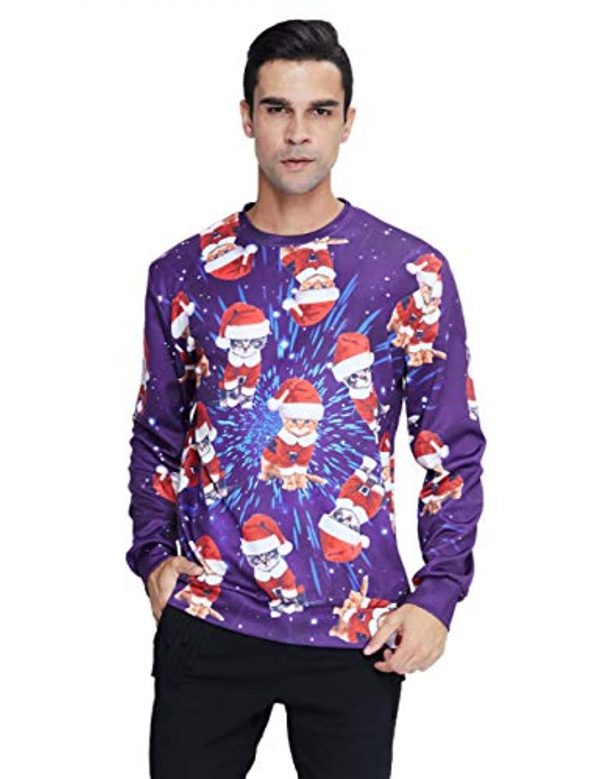 Unisex Ugly Christmas Sweater for Men Women Funny Xmas Pullover Sweatshirt