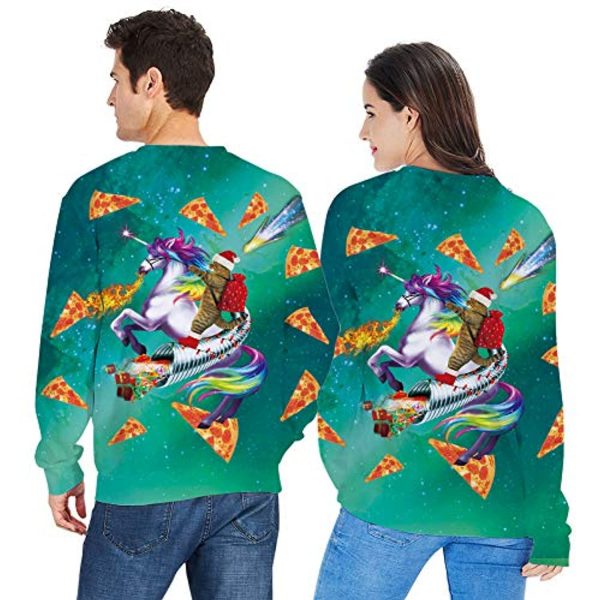 Unisex Ugly Christmas Sweatshirt 3D Graphic Pullover Sweater Funny Cat