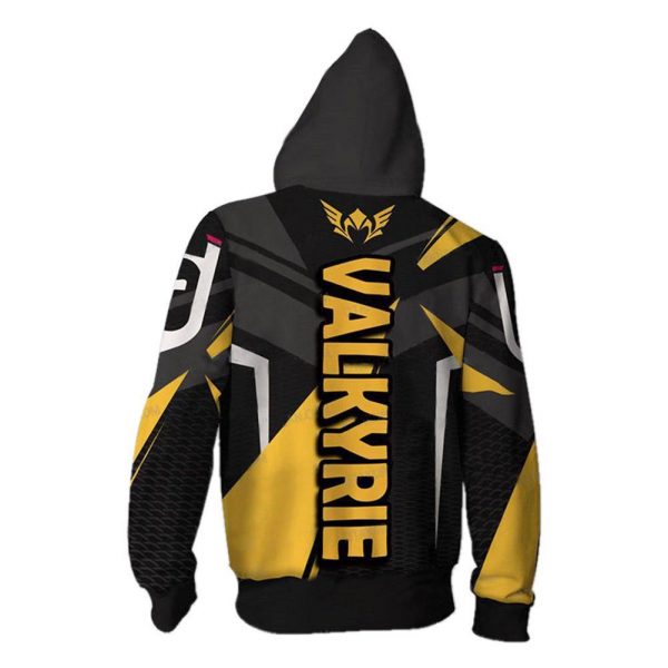 Unisex Valkyrie Hoodies Rainbow Six Siege Zip Up 3D Print Jacket
