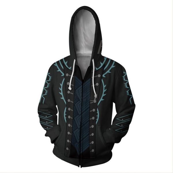 Unisex Vergil Hoodies Devil May Cry Zip Up 3D Print Hoodies