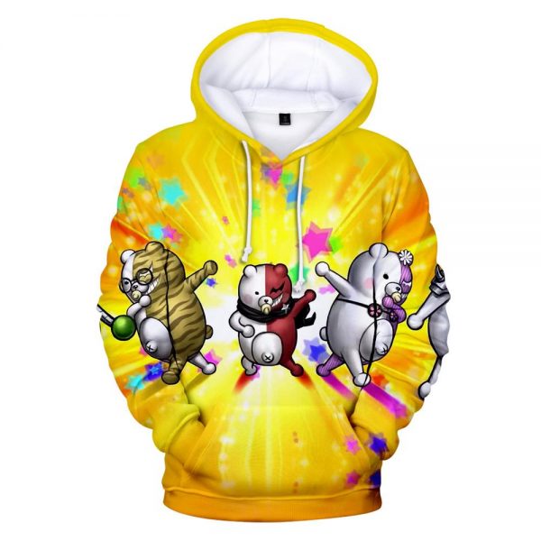 Unisex Yellow 3D Print Monokuma Pullovers Hoodies
