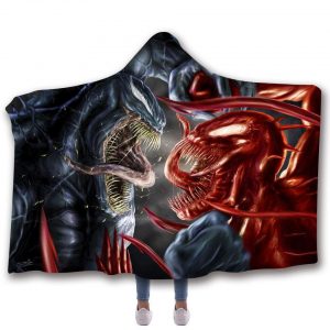 Venom Hooded Blanket - Fight Black And Red Big Mouth