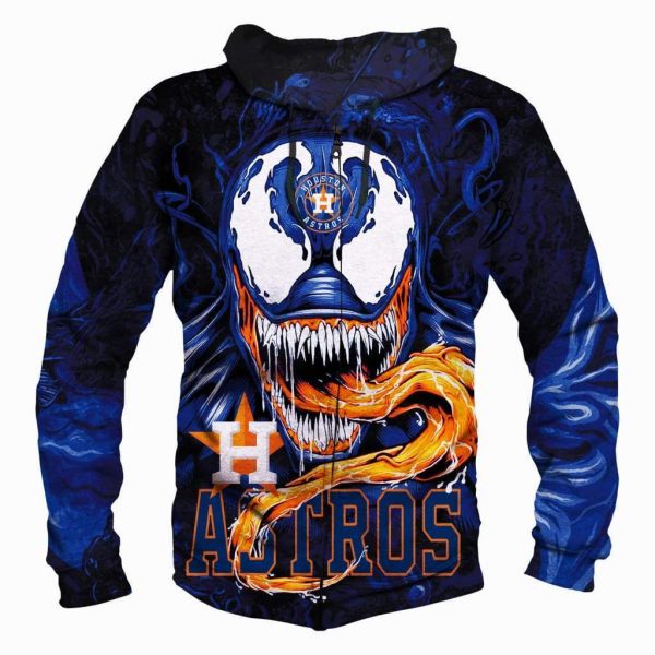 Venom Houston Astros Hoodies - Pullover Blue Hoodie
