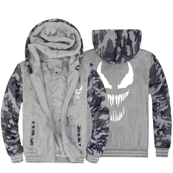 Venom Jackets - Solid Color Venom Movie Series Venom White Super Cool Fleece Jacket