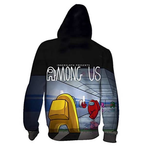 Video Game Among Us Hooded Jacket - 3D Print Black Drawstring Zip Up Hoodie