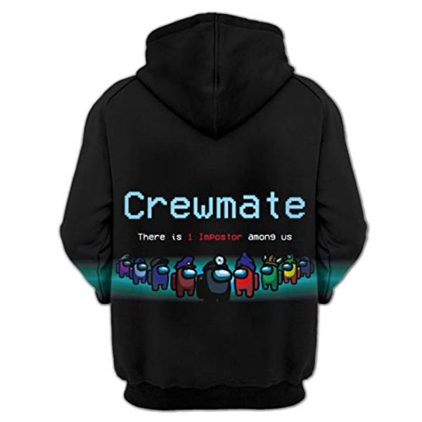 Video Game Among Us Hoodie - 3D Print Black Crewmate String Pullover Hoodie