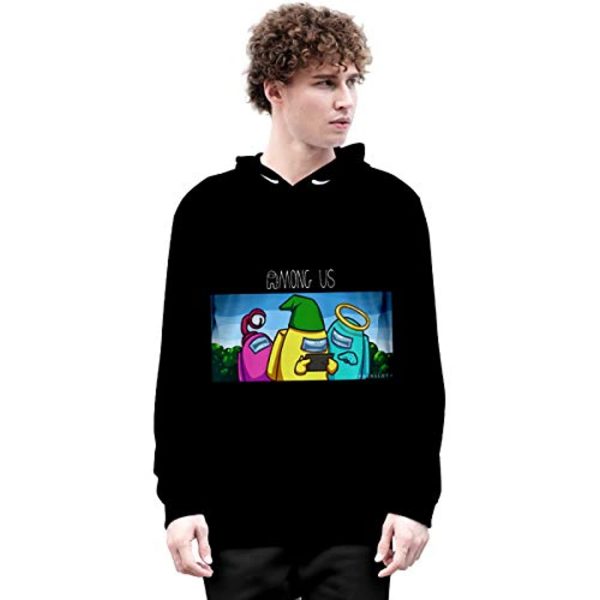 Video Game Among Us Hoodie - 3D Print Black Drawstring Pullover Hoodie