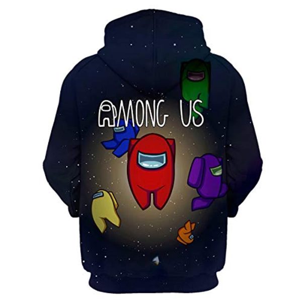 Video Game Among Us Hoodie - 3D Print Black Drawstring Pullover Sweatshirt with Pocket