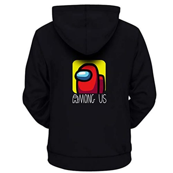 Video Game Among Us Hoodie - 3D Print Black Drawstring Pullover Sweatshirt with Pocket